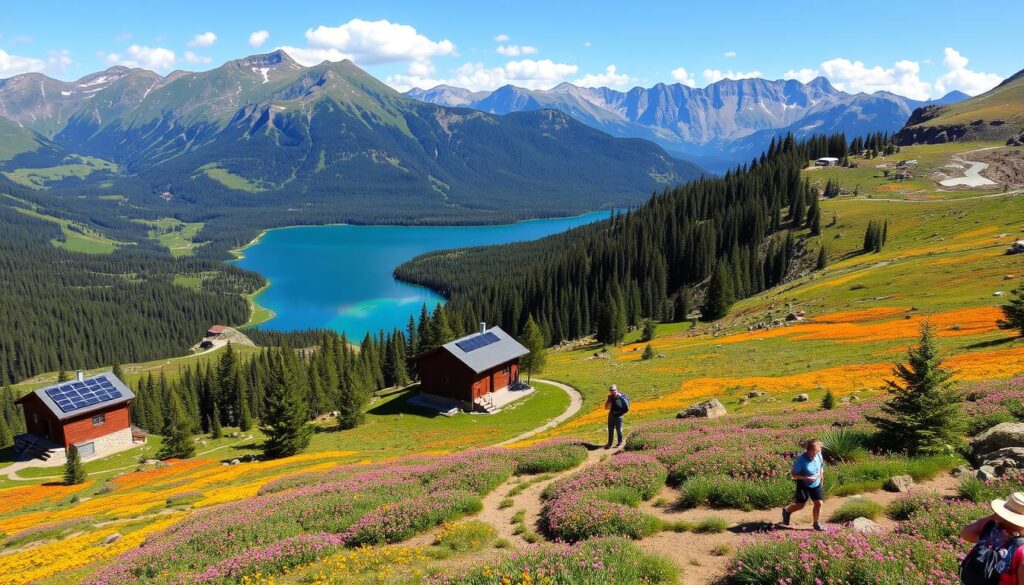 Eco-Friendly Destinations Colorado, trails, cabins, lake and mountains