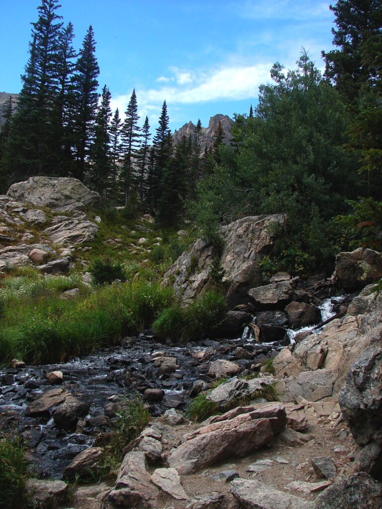 Emerald Lake trail in Rocky Mountain National Park near Estes Park Colorado